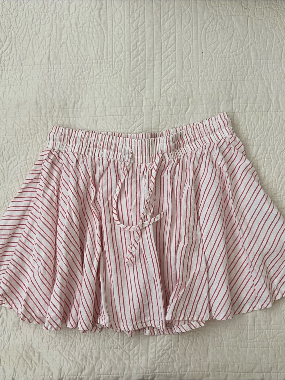 Red & White Striped Drawstring Skirt